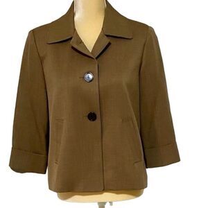 Jade Medium Brown Crop Jacket Women’s Size 8 Cuff Sleeves Excellent Condition